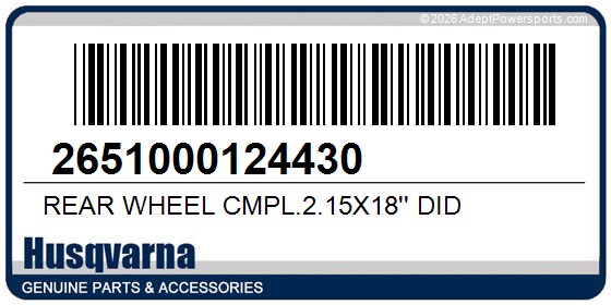 Husqvarna 2651000124430 Rear Wheel Cmpl.2.15X18'' Did