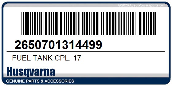 Husqvarna 2650701314499 Fuel Tank Cpl. 17