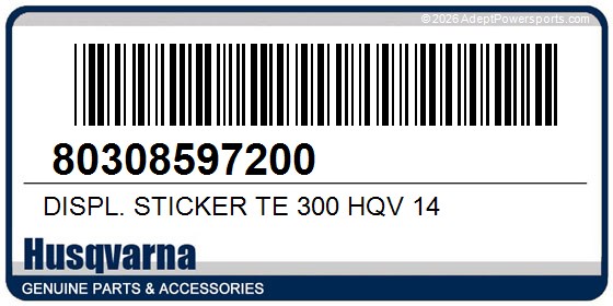 Husqvarna 80308597200 Displ. Sticker Te 300 Hqv 14