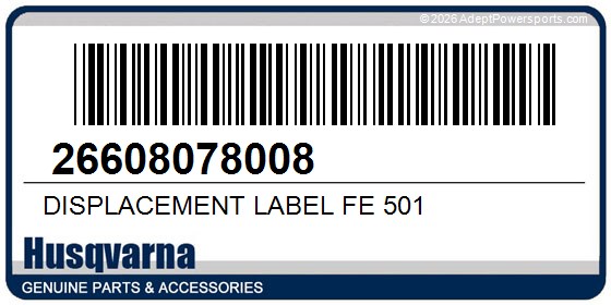 Husqvarna 26608078008 Displacement Label Fe 501