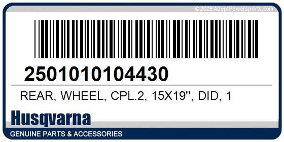Husqvarna 2501010104430 Rear, Wheel, Cpl.2, 15X19'', Did, 1