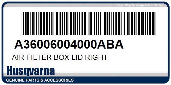 Husqvarna A36006004000ABA Air Filter Box Lid Right
