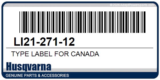 Husqvarna LI21-271-12 Type Label For Canada