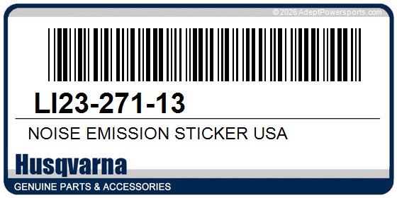 Husqvarna LI23-271-13 Noise Emission Sticker Usa