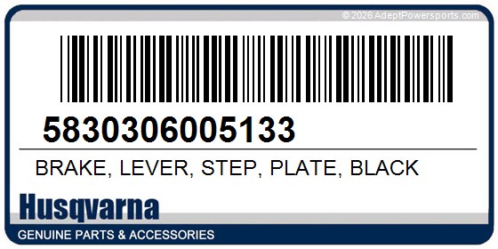 Husqvarna 5830306005133 Brake, Lever, Step, Plate, Black