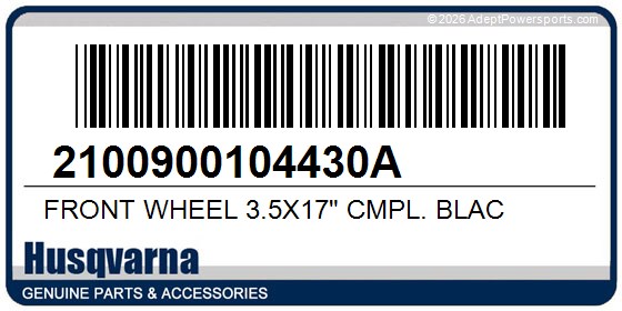 Husqvarna 2100900104430A Front Wheel 3.5X17" Cmpl. Blac