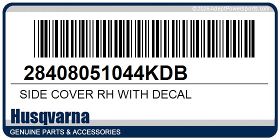 Husqvarna 28408051044KDB Side Cover Rh With Decal