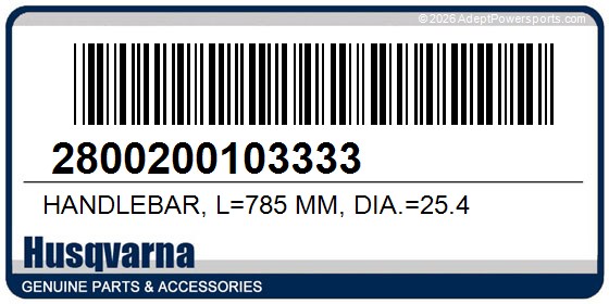 Husqvarna 2800200103333 Handlebar, L=785 Mm, Dia.=25.4