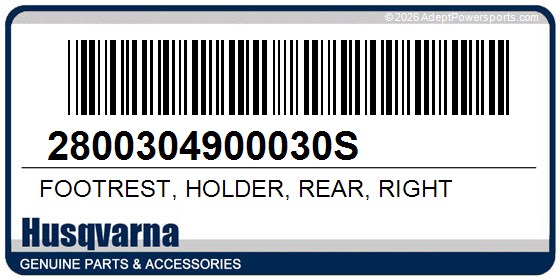 Husqvarna 2800304900030S Footrest, Holder, Rear, Right