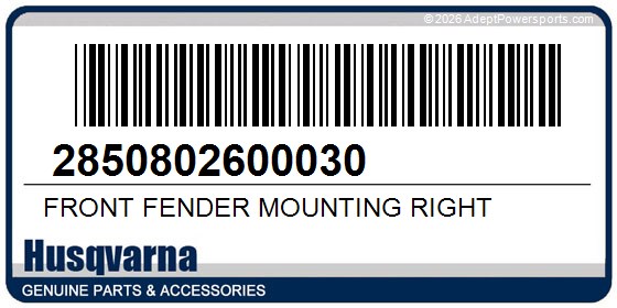Husqvarna 2850802600030 Front Fender Mounting Right