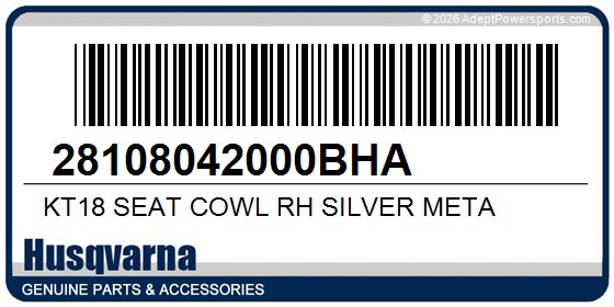 Husqvarna 28108042000BHA Kt18 Seat Cowl Rh Silver Meta