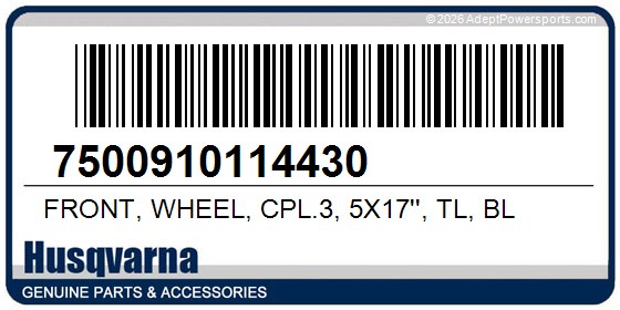 Husqvarna 7500910114430 Front, Wheel, Cpl.3, 5X17'', Tl, Bl