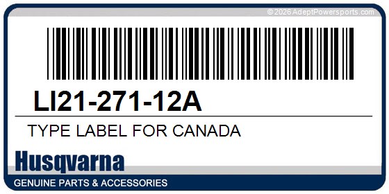 Husqvarna LI21-271-12A Type Label For Canada