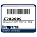 Husqvarna 27008099200 Decal Set Rear Part 701 Sm 23