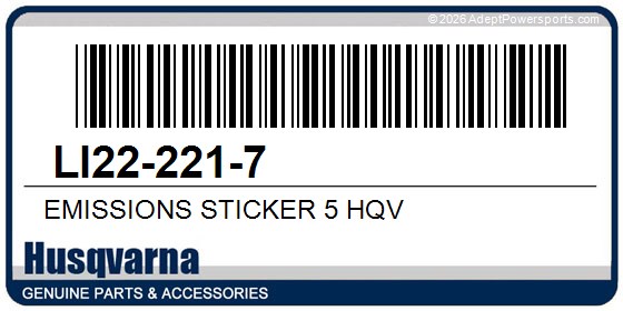Husqvarna LI22-221-7 Emissions Sticker 5 Hqv