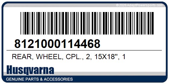 Husqvarna 8121000114468 Rear, Wheel, Cpl., 2, 15X18'', 1