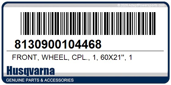 Husqvarna 8130900104468 Front, Wheel, Cpl., 1, 60X21'', 1