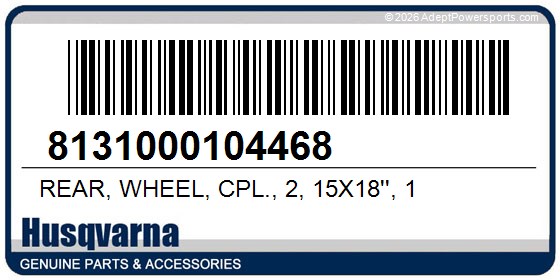 Husqvarna 8131000104468 Rear, Wheel, Cpl., 2, 15X18'', 1