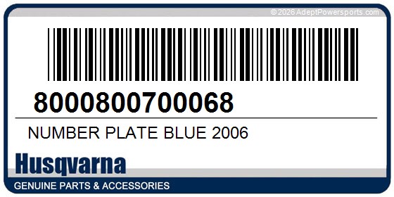 Husqvarna 8000800700068 Number Plate Blue 2006