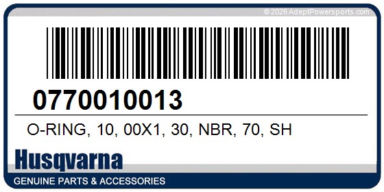 Husqvarna 0770010013 O-Ring, 10, 00X1, 30, Nbr, 70, Sh