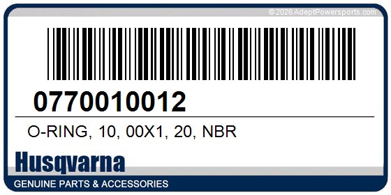 Husqvarna 0770010012 O-Ring, 10, 00X1, 20, Nbr