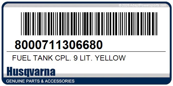 Husqvarna 8000711306680 Fuel Tank Cpl. 9 Lit. Yellow