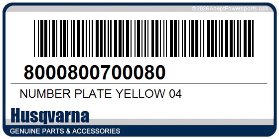 Husqvarna 8000800700080 Number Plate Yellow 04