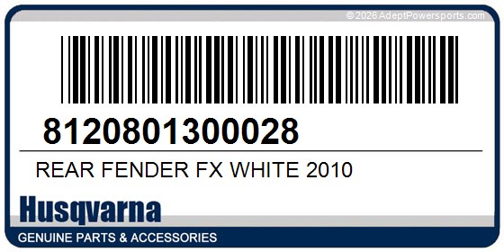 Husqvarna 8120801300028 Rear Fender Fx White 2010