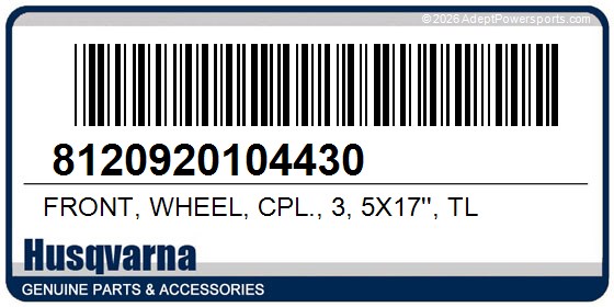 Husqvarna 8120920104430 Front, Wheel, Cpl., 3, 5X17'', Tl