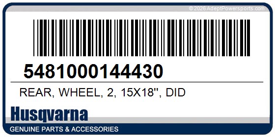 Husqvarna 5481000144430 Rear, Wheel, 2, 15X18'', Did