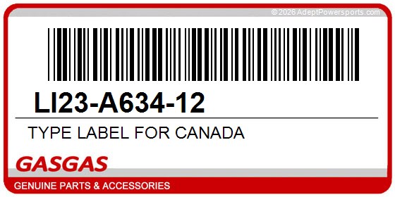 GasGas LI23-A634-12 Type Label For Canada