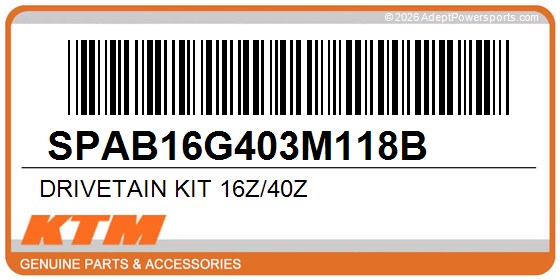 KTM SPAB16G403M118B Drivetain Kit 16Z/40Z