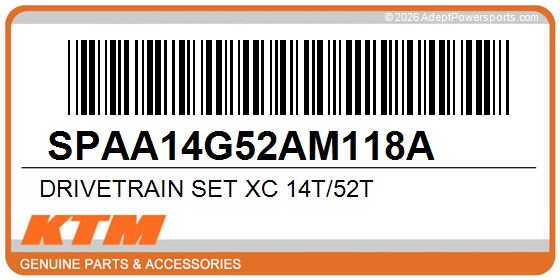 KTM SPAA14G52AM118A Drivetrain Set Xc 14T/52T