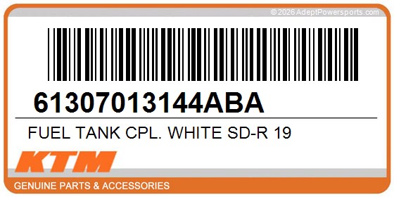 KTM 61307013144ABA Fuel Tank Cpl. White Sd-R 19