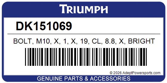 Triumph DK151069 Bolt, M10, X, 1, X, 19, Cl, 8.8, X, Bright