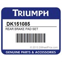 Triumph DK151085 Rear Brake Pad Set