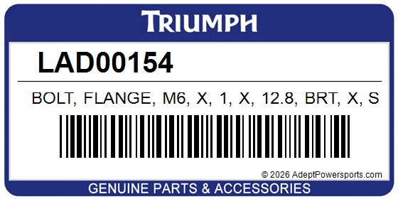 Triumph LAD00154 Bolt, Flange, M6, X, 1, X, 12.8, Brt, X, Step