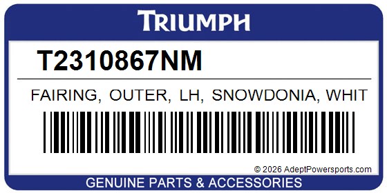Triumph T2310867NM Fairing, Outer, Lh, Snowdonia, White