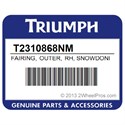 Triumph T2310868NM Fairing, Outer, Rh, Snowdonia, White
