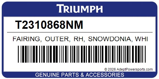 Triumph T2310868NM Fairing, Outer, Rh, Snowdonia, White