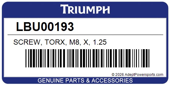 Triumph LBU00193 Screw, Torx, M8, X, 1.25
