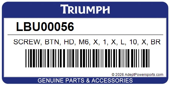 Triumph LBU00056 Screw, Btn, Hd, M6, X, 1, X, L, 10, X, Brt
