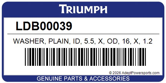 Triumph LDB00039 Washer, Plain, Id, 5.5, X, Od, 16, X, 1.2