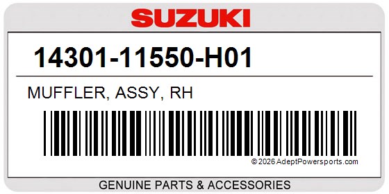 Suzuki 14301-11550-H01 Muffler, Assy, Rh