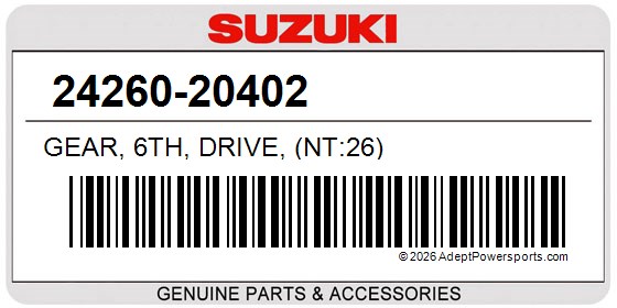 Suzuki 24260-20402 Gear, 6Th, Drive, (Nt:26)
