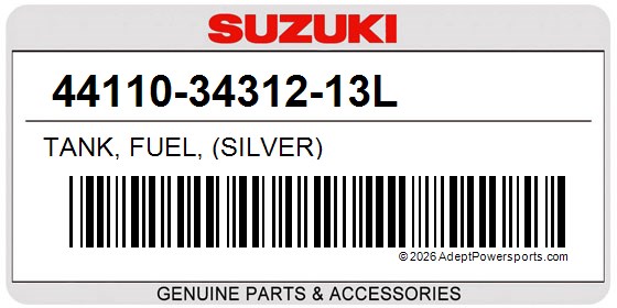 Suzuki 44110-34312-13L Tank, Fuel, (Silver)