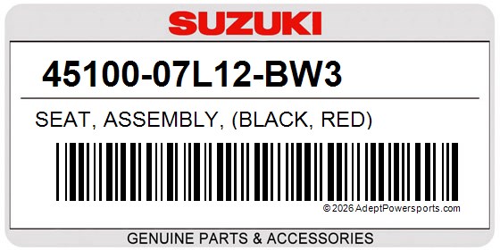 Suzuki 45100-07L12-BW3 Seat, Assembly, (Black, Red)