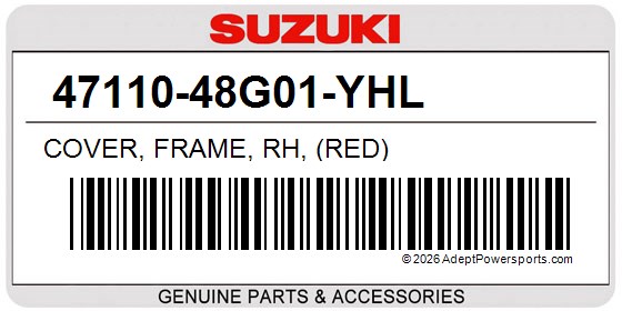 Suzuki 47110-48G01-YHL Cover, Frame, Rh, (Red)
