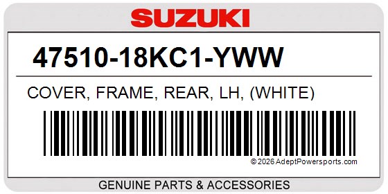 Suzuki 47510-18KC1-YWW Cover, Frame, Rear, Lh, (White)