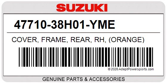 Suzuki 47710-38H01-YME Cover, Frame, Rear, Rh, (Orange)
